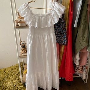 White Eyelet Off the Shoulder Dress